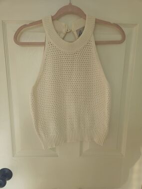dh NEW YORK Ivory Knit Halter Top